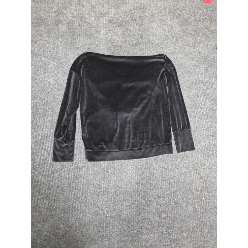 Nine‎ West Active Womens Black Velour Quarter Zip Hoodie Thumbholes Medium
